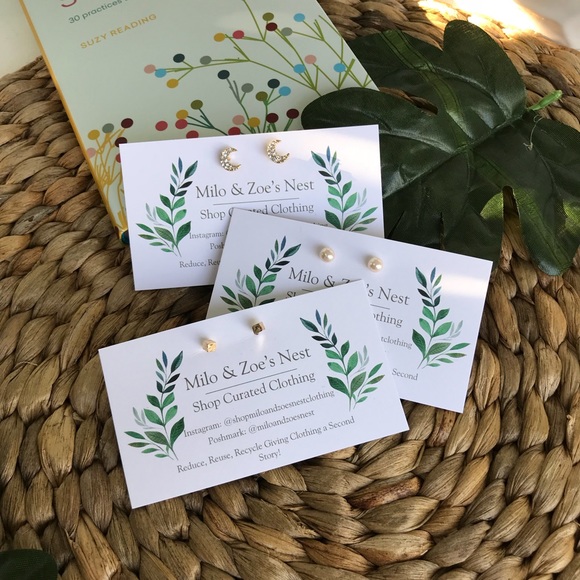 Milo And Zoes Nest Jewelry - New Minimalist Moon Cube Baby Pearl Stud Earring